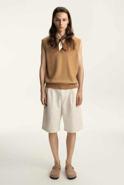 Caramel Ribbed Hem Knit Vest