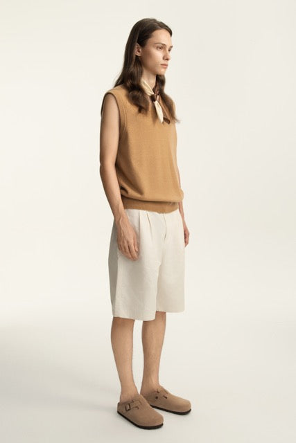 Caramel Ribbed Hem Knit Vest