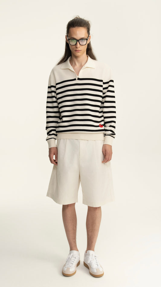 Breton Stripe Polo Sweater