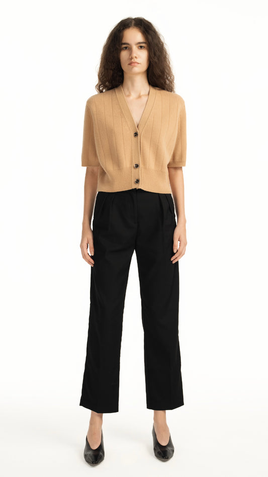 Camel Short-Sleeve Cardigan