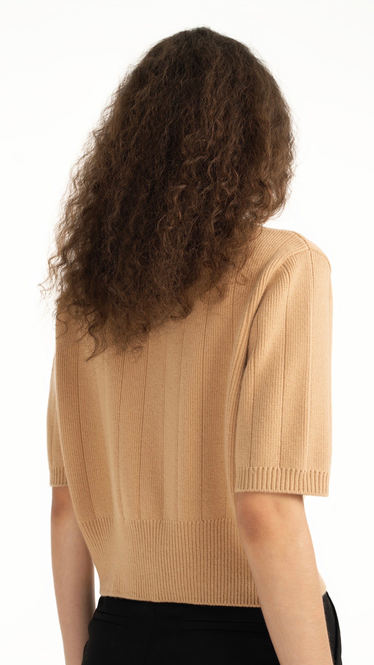 Camel Short-Sleeve Cardigan